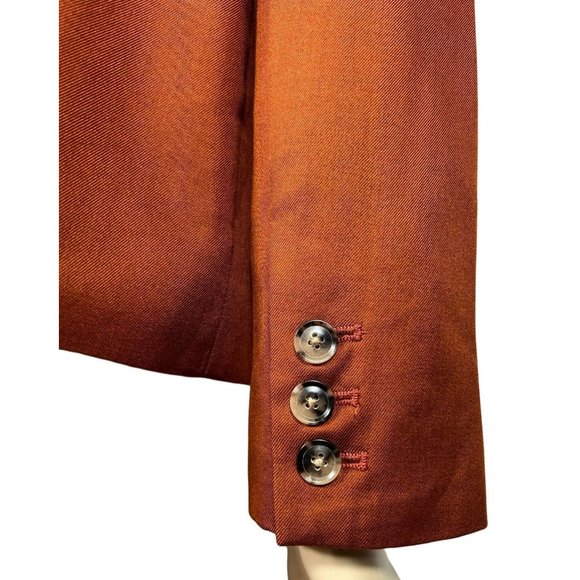 Jenni Kayne Silk Rust Blazer Orange Double Breasted Jacket Small - Picture 2 of 4